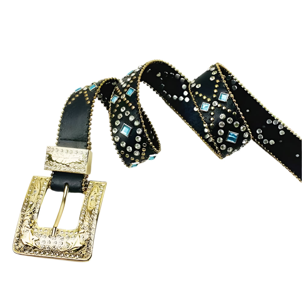 Rhinestone PU Leather Belt