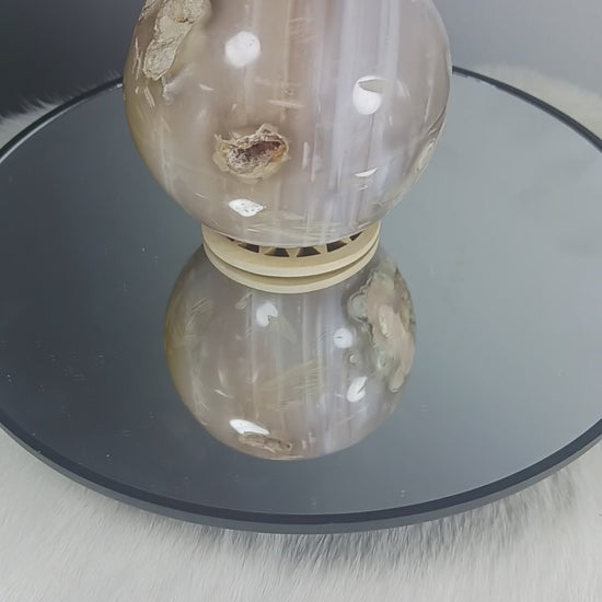 Cherry Flower Agate Crystal Sphere 
Norse Magic Store