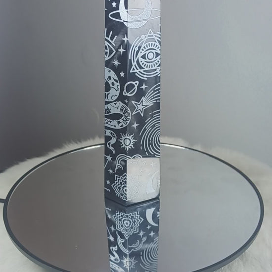 Obsidian Crystal Tower with Silver Pattern
Norse Magic Store