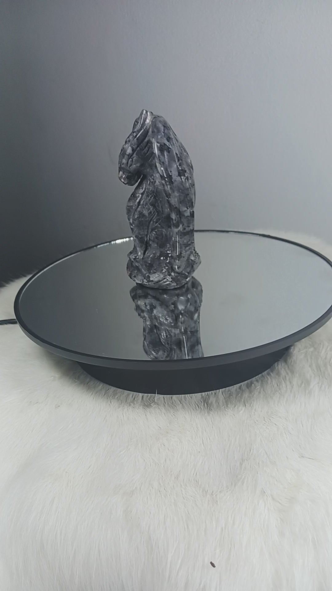 Larvikite Crystal Dragon Carving