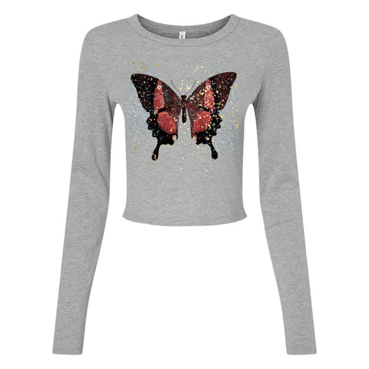 Bella + Canvas Ladies' Micro Ribbed Long Sleeve Butterfly With Pentagram Baby Tee